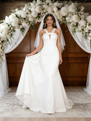 White Mermaid Straps Wedding Dress