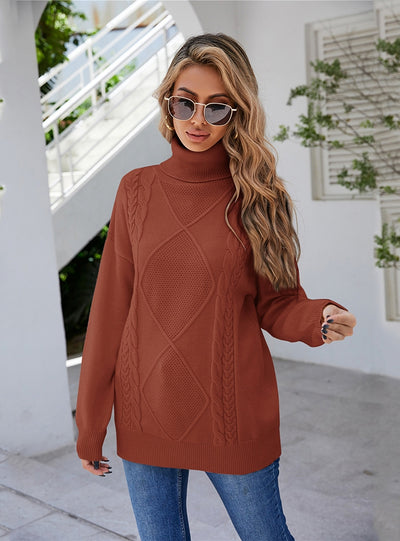 Turtleneck Twist Loose Slim Sweater
