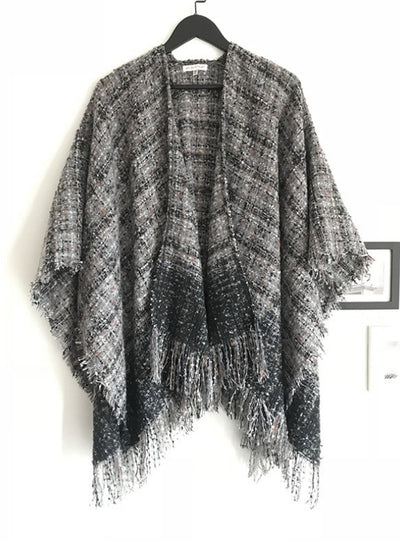 Plaid Split Thick Warm Scarf Cloak