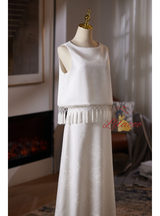 White Loose Tassel Wedding Dress