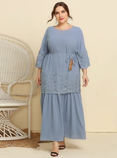 Lace Stitching Flared Sleeve Dress