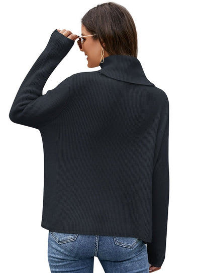 Long Sleeve Pullover Knitted Loose Turtle Neck Sweater