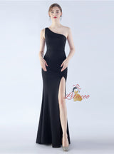 One Shoulder Split Parom Dress