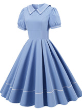 Short-sleeved Slim Mid-length Hepburn Retro Dress