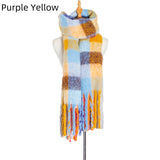 Thickened Fringed Color Plaid Scarf