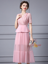 Pink Lace Tulle Mother Of The Bride Dress