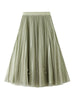 Beaded Pleated Skirt High Waist Gauze Skirt