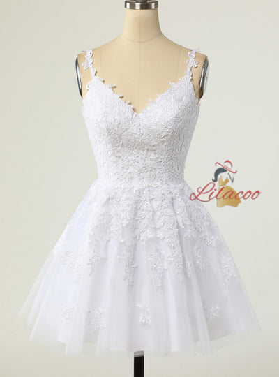 Purple Tulle Straps Appliques Homecoming Dress