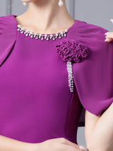 Purple Beading Flower Mother Of The Bride Dress