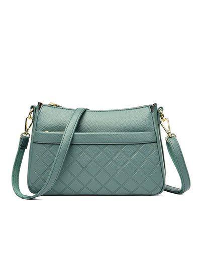 Soft Leather Rhombic Shoulder Crossbody Bag