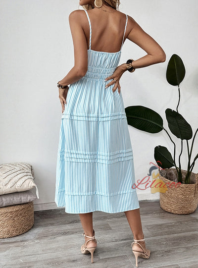 Casual Striped Suspender Sleeveless Dress