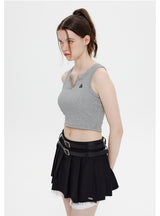 Short Vest U-shaped Sleeveless T-shirt