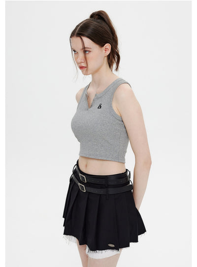 Short Vest U-shaped Sleeveless T-shirt