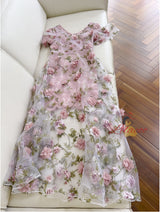 Sexy V-neck Organza Lace Dress