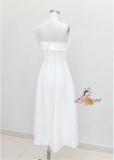 White Sling Slim-fit Long Dress