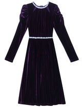 Purple Velvet Long Sleeve Mother of the Bride Dress