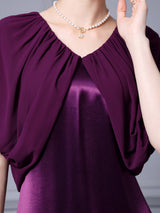 Purple V-neck Mother Of The Bride Dress