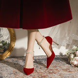 Pointed Stiletto Heels Pearls Shoes