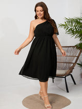 Plus Size One-shoulder Split Dress