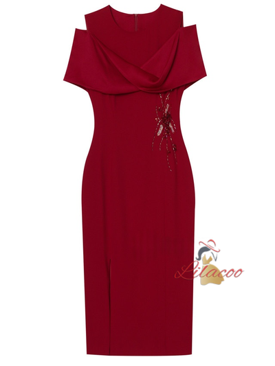 Burgundy Beading Mother Of The Bride Dress