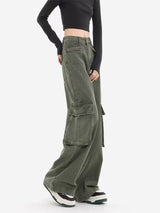 High Waist Straight Wide-leg Pants