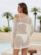 Trumpet Sleeves Loose Round Neck Hollowed Out Cover Up