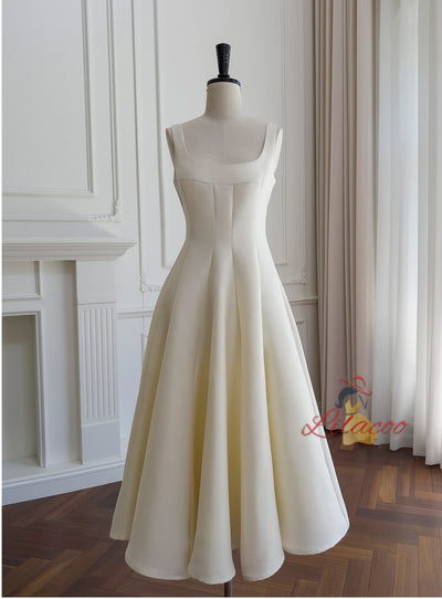 Beige Suspender Retro Slim Dress