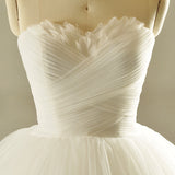 Vintage White Tulle Sweetheart Pleats Wedding Dress