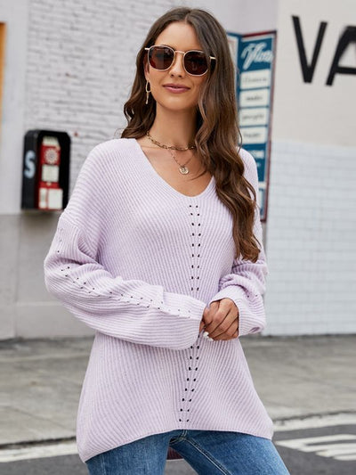 V-neck Loose Long-sleeved Pullover Sweater