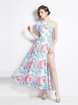 Irregular Sleeveless One Shoulders Dress