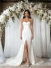 White Mermaid Satin Strapless Wedding Dress