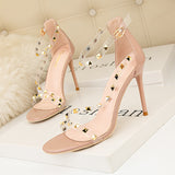 Ultra-high Heel Rivet Tip Transparent Sandal