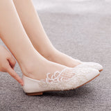 Pointed Flat Lace Wedding Shoes
