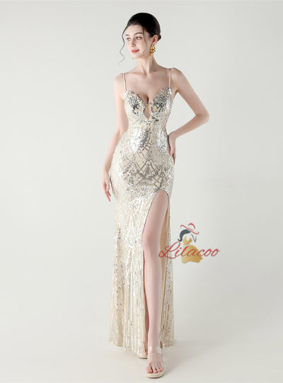 Mermaid Spaghetti Straps Appliques Prom Dress