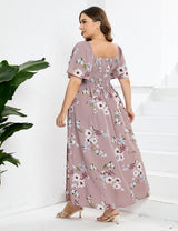 Plus Size Printed Slit Dress