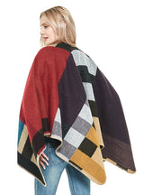 Thickened Cashmere Retro Plaid Shawl Cloak