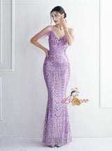 Sequins Mermaid Spaghetti Straps Beading Prom Dress