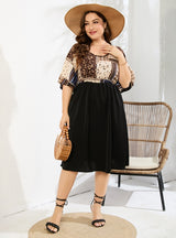 High Waist Printed Loose Plus Size Dress