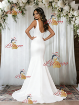 White Mermaid Satin Wedding Dress