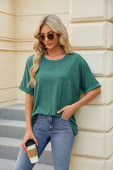 Round Neck Loose Short Sleeve T-shirt Top