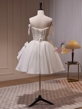 White Lace Beading Homecoming Dress