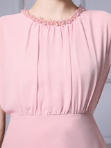 Pink Pleats Pearls Mother Of The Bride Dress