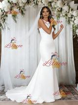 White Mermaid Satin Wedding Dress