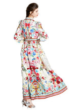 Long-sleeved Palace Lantern Sleeve Printed Dress