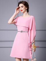 Pink Scoop Neck Mother Of The Bride Dress