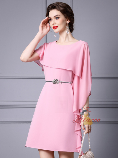 Pink Scoop Neck Mother Of The Bride Dress