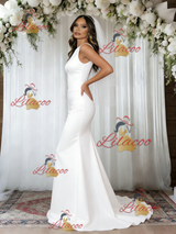 White Mermaid Satin Wedding Dress