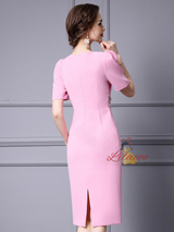 Pink Beading Split Mother Of The Bride Dress