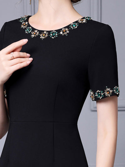 Black Short Sleeve Mother Of The Bride Dress