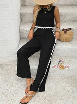 Contrast Lace Stitching Vest Trousers Two-piece Suit